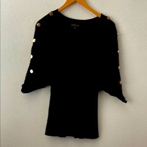 Joseph A Black Top with Gold Button Accents